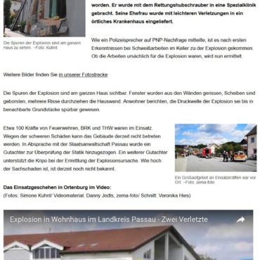 Explosion In Einfamilienhaus In Ortenburg In Pnp Vilshofen Online